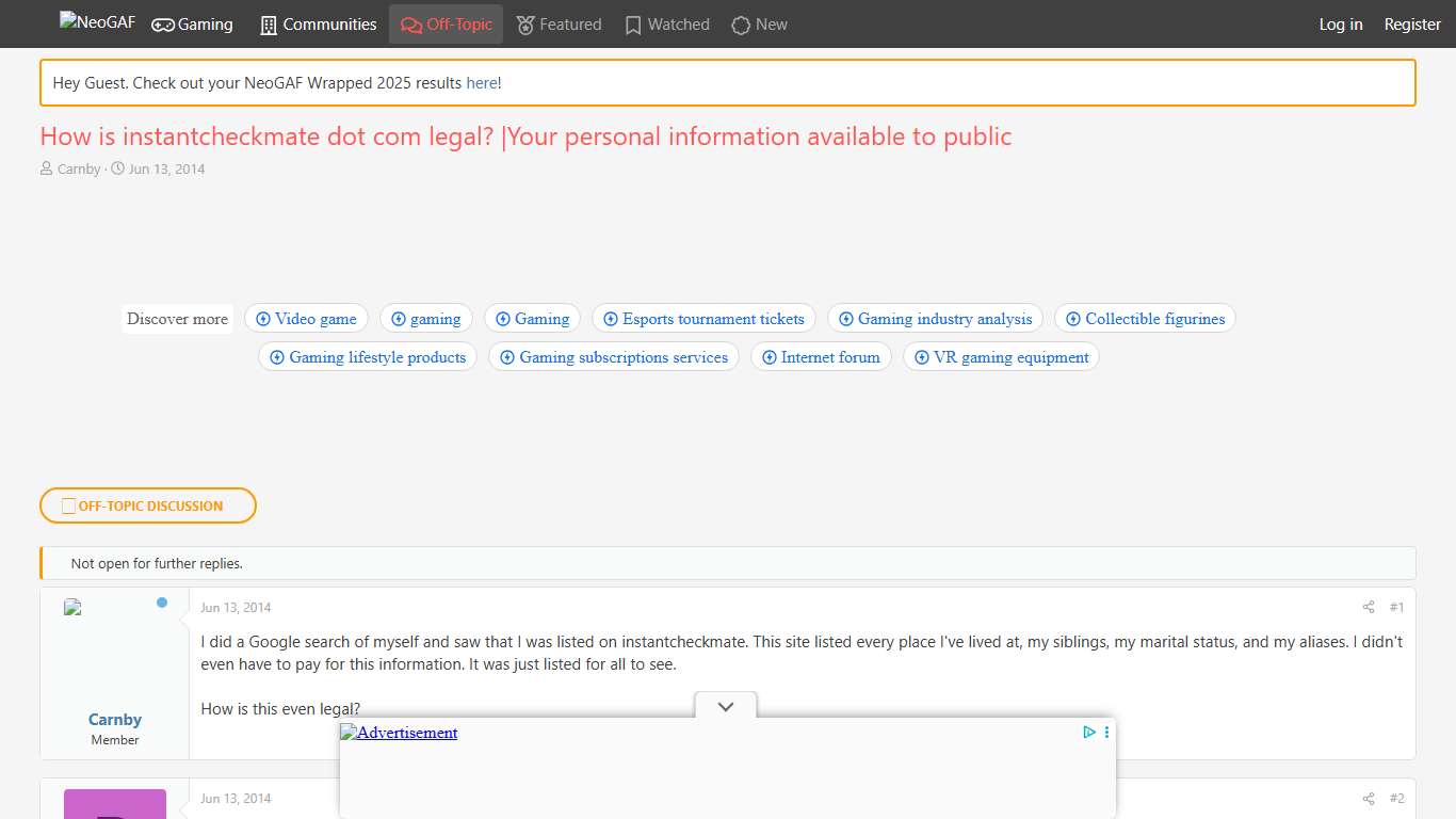 How is instantcheckmate dot com legal? |Your personal information available to public | NeoGAF