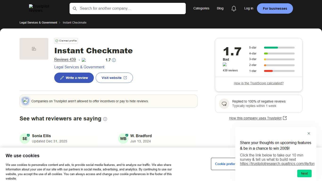 Instant Checkmate Reviews | Read Customer Service Reviews of instantcheckmate.com